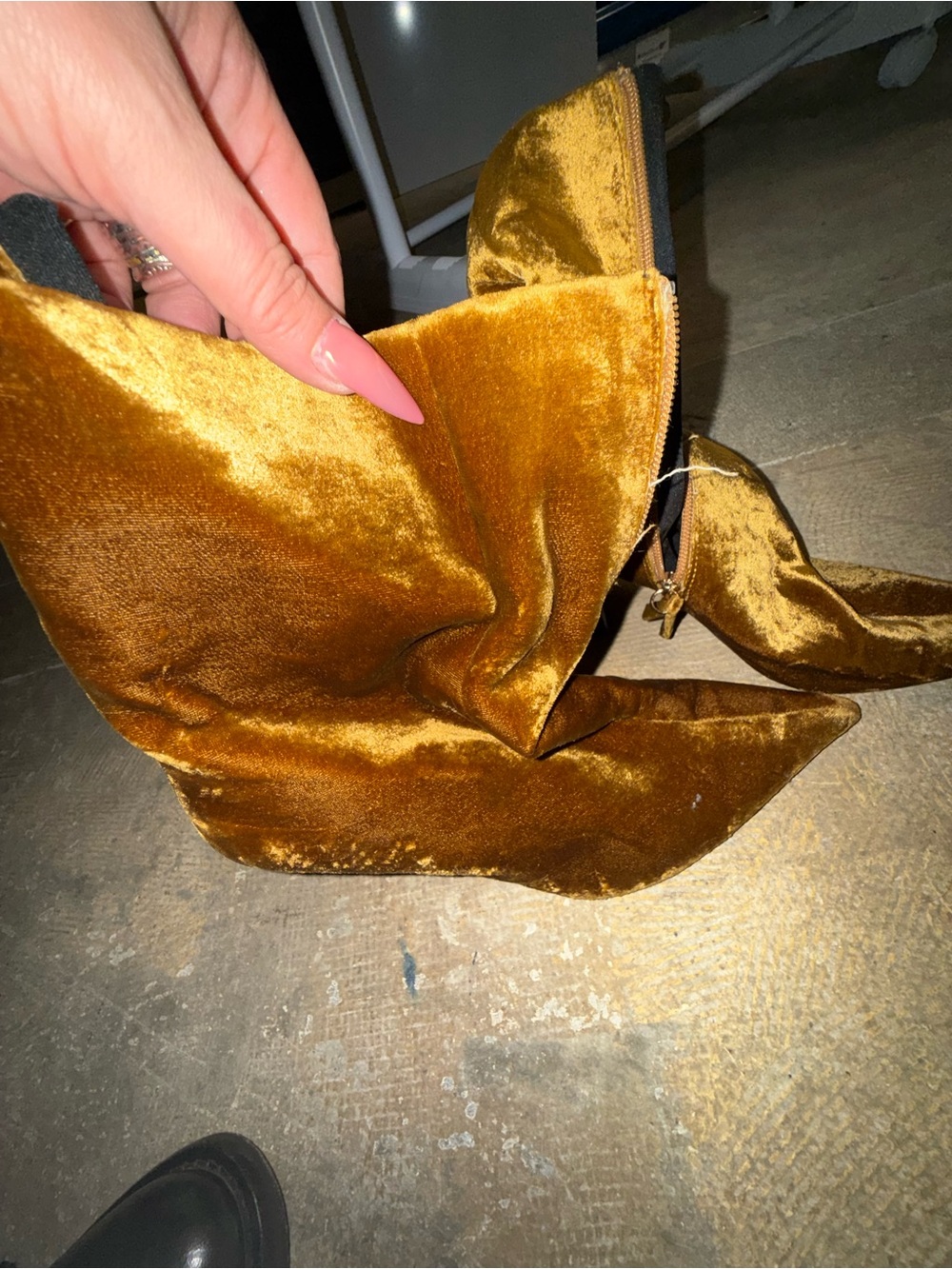 Zara Velvet Ankle Booties in Mustard Gold